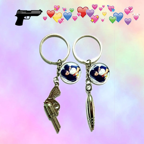 Couple Gun and Bullet Keychains