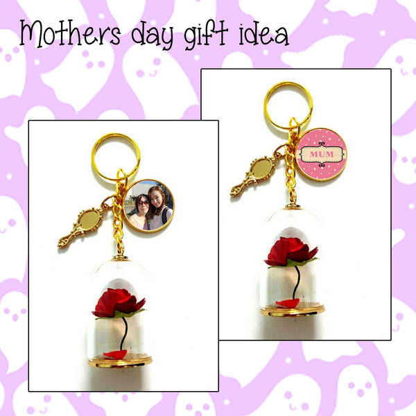 Mothers Day Beauty and the Beast Keychains