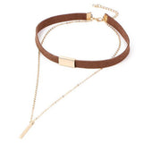 Leather Gold Chain Choker