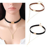 Leather Gold Chain Choker