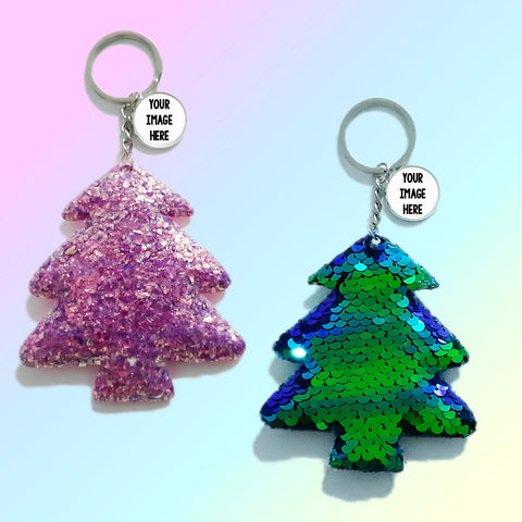 Christmas Tree Glitter Sequins Keychains